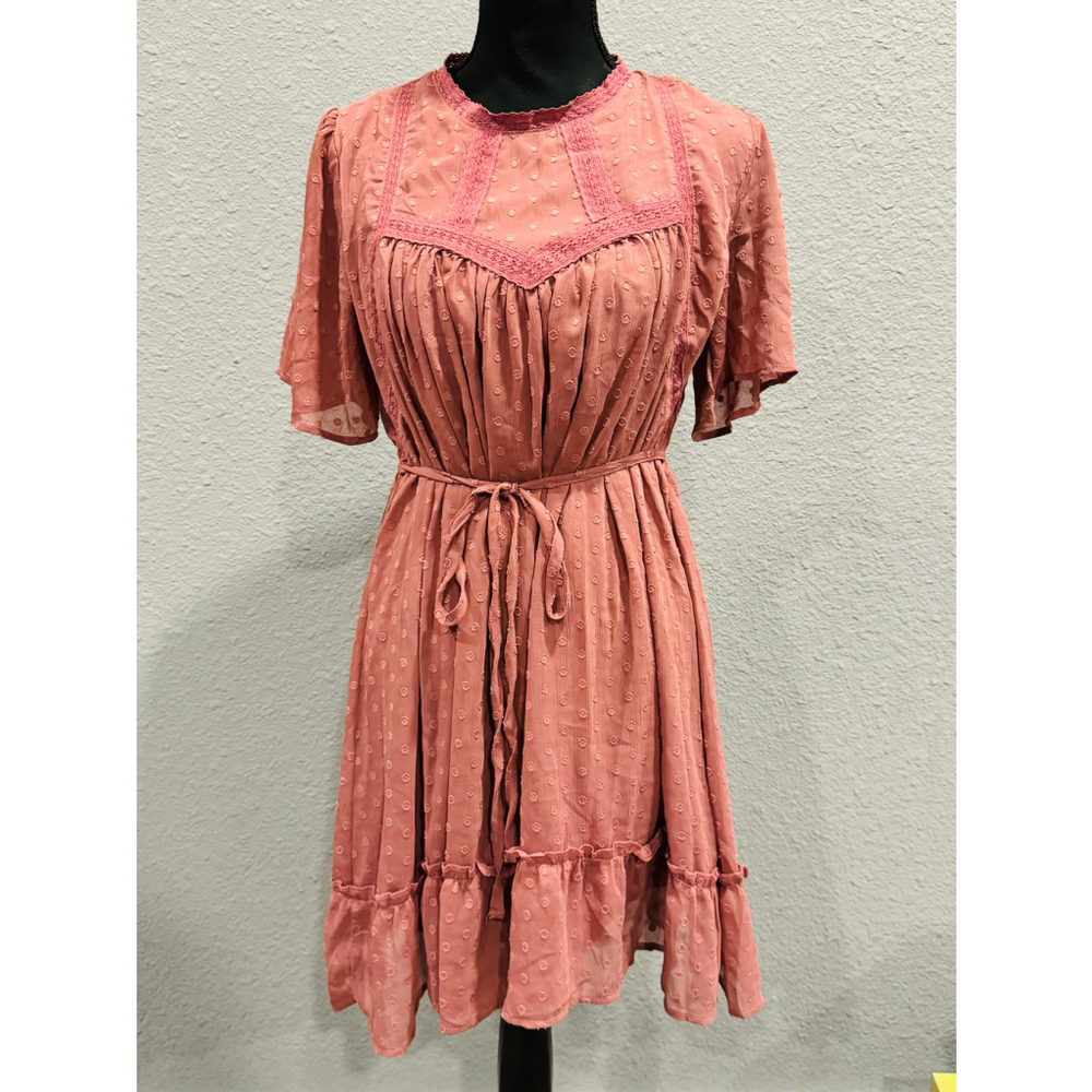 Umgee Women's Tiered Babydoll Dress Pink